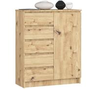 Commode AKORD K80 Chêne Artisan 80 cm 1 porte 5 tiroirs 3 étagères 80x35x97 cm