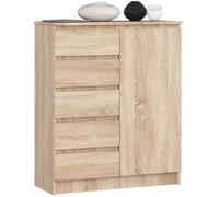Commode AKORD K80 Chêne Sonoma 80 cm 1 porte 5 tiroirs 3 étagères 80x35x97 cm