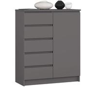Commode AKORD K80 Gris Graphite 80 cm 1 porte 5 tiroirs 3 étagères 80x35x97 cm