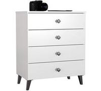 Commode AKORD MOBI Blanc 60 cm 4 tiroirs façade Blanche 60x37x73 cm Blanc