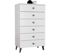 Commode AKORD MOBI Blanc 60 cm 6 tiroirs façade Blanche 60x37x104 cm