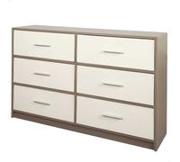 AKTIVE Max Home Commode de Chambre Polyvalente, Gris et Blanc, 6 Tiroirs en Tissu Léger, 114X30X70 cm, Structure en Bois, Système de Rangement, Organisation de la Maison, Décoration, Penderie (18415)