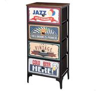 Commode - AKTIVE - Vintage - 4 Tiroirs - Métal - Noir - 45x30x98 cm