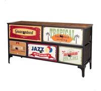 Commode - AKTIVE - Vintage - 5 Tiroirs - 103x30x56 cm - Métal Noir