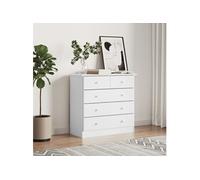 Vidaxl Commode Alta Blanc 77x35x73 Cm Bois Massif De Pin Blanc