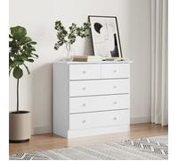 Commode - ALTA - Blanc - Bois massif de pin - 5 tiroirs - 77x35x73 cm
