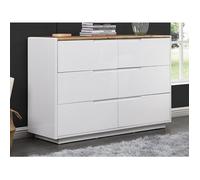 Vente-unique - Commode Amani - 6 tiroirs - MDF - Blanc laqué et Chêne