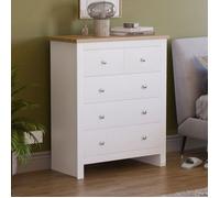 Commode Arlington blanc et chêne avec 5 tiroirs - Meuble de chambre moderne de style Shaker