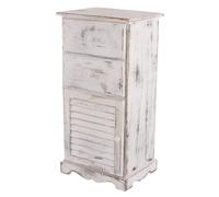 Mendler Commode / armoire Vintage Blanc – 2 tiroirs, 1 porte – 40x32x80 cm