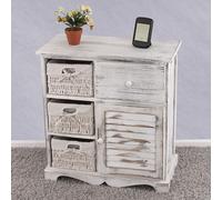 Commode Armoire avec 3 paniers 63x60x30cm, look shabby, vintage ~ blanc