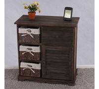Commode Armoire avec 3 paniers 63x60x30cm, look shabby, vintage ~ marron