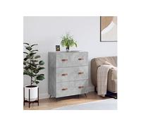 Commode, Armoire avec Pieds, Buffet avec 4 Tiroirs, Meuble de Rangement Salle de Séjour Bureau Chambre à Coucher, Gris Béton Bois d'Ingénierie