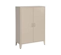 Commode/armoire en métal beige. 2 espaces de rangement. casiers