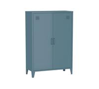 Commode/armoire en métal bleu. 2 espaces de rangement. casiers