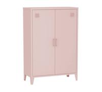 Commode/armoire en métal rose. 2 espaces de rangement. casiers