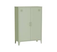 Commode/armoire en métal vert. 2 espaces de rangement. casiers