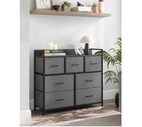 Commode, Armoire, Meuble De Rangement, 7 Tiroirs En Tissu Avec Poignées, Cadre En Métal, Style Moderne, Gris Ardoise Et Gris Anthracite