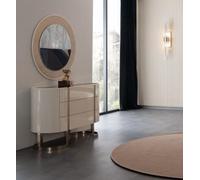 Commode Armoire Sideboard Miroir Lisse avec miroir Rond en acier inoxydable