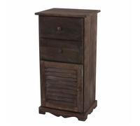 Commode / armoire, 2 tiroirs, 1 porte, 40x32x80cm, shabby, vintage, marron Marron G