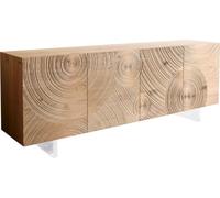 Commode Ashara chêne naturel effet 3D 200 cm 4 portes pieds effet flottant