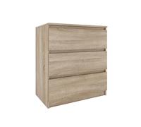Commode - ASTER - 3 tiroirs - Style Scandinave - 70x40x77 cm - Finition aspect bois