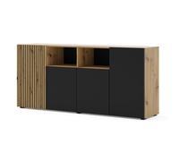 Commode Auris 4D buffet 180 cm chêne artisan / noir mat
