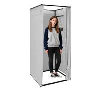 Commode autonome 85 x 85 x 200 cm, vestiaire portable, gris clair | Salle d'essai mobile avec rideau brise-vue et crochets pour magasin de vêtements, bureau, extérieur, camping