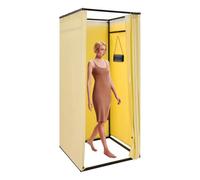 Commode autonome 85 x 85 x 200 cm, vestiaire portable, jaune clair | Salle d'essai mobile avec rideau brise-vue et crochets pour magasin de vêtements, bureau, extérieur, camping