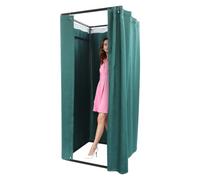 Commode autonome 85 x 85 x 200 cm, vestiaire portable, vert foncé | Salle d'essai mobile avec rideau brise-vue et crochets pour magasin de vêtements, bureau, extérieur, camping