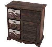 Commode avec 3 paniers 1 tiroir, 60x30x63cm shabby vintage marron Marron