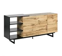 Commode Avec 3 Tiroirs En Mdf Bois Clair Et Noir Fiora Multicolore