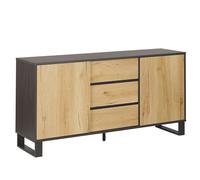 Commode Avec 3 Tiroirs Et 2 Compartiments Bois Clair / Noire Elda Multicolore
