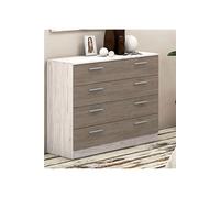 Commode avec 4 tiroirs coloris pin andersen, pin gris - Longueur 100 x profondeur 40 x hauteur 84 cm