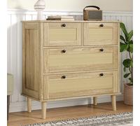 Commode avec 4 tiroirs en rotin, 80x40x80 cm, Couleur naturelle