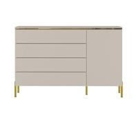 Commode avec 4 tiroirs et 1 porte - Beige et doré - VUKIA