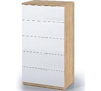 Commode Pegane Commode avec 5 tiroirs coloris chene canadian et blanc artic - 110 x 60 x 40 cm --