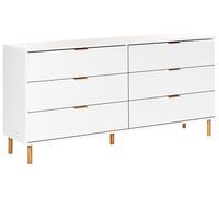 Commode avec 6 Tiroirs en Bois d'Ingénierie Poignées Dorées Pieds en Bois M