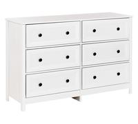 Commode avec 6 Tiroirs en Bois d'Ingénierie Poignées Noires Pieds en Bois Massif