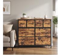 Commode avec 8 Tiroirs en Tissu, 98,7 x 30 x 74,7 cm, Taupe