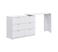 Commode avec angle pivotant 6 tiroirs - Blanc et doré - DRANOVA de