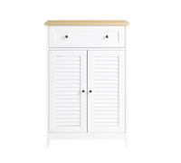Commode avec étagère réglable 1 tiroir et 2 portes effet bois blanc