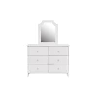Commode avec miroir et 6 tiroirs, miroir amovible, glissières silencieuses, Commode chambre, Commode bois, 100×50×132 cm, Blanc | Aosom France
