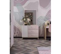 Commode avec miroir Meuble pour enfants en bois rose 2pcs Armoire pour chambre d'enfant