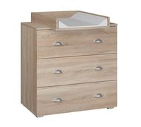MIA Commode à langer, 80 cm, à 3 tiroirs, pour enfants, table à langer en chêne Sonoma