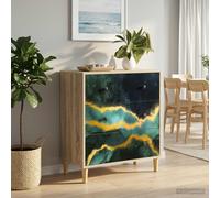 vidaXL Commode Kiel Imprimé de Pivoine Sombre 66 x 36,5 x 75 cm Sonoma, Commode Moderne, Design rectangulaire pour Le Rangement Chambre & Salon, Bois aggloméré, Essentiels Pratiques pour la Maison