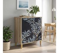 vidaXL Commode Kiel Imprimé de Pivoine Sombre 66 x 36,5 x 75 cm Sonoma, Commode Moderne, Design rectangulaire pour Le Rangement Chambre & Salon, Bois aggloméré, Essentiels Pratiques pour la Maison