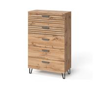 Commode avec tiroirs Amber 80x127.6cm avec 5 tiroirs Chêne Wotan Vicco 55552