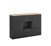 Vicco Commode avec tiroirs Betti, Anthracite/Sonoma, 120x83.6cm | 2x porte, 2x tiroir et 1x compartiment ouvert, pour le rangement et l’organisation des objets du quotidien