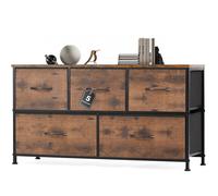 Commode avec tiroirs en tissu, Chest of Drawers avec 5 tiroirs armoire, commode chambre tiroirs armoire,Commode tissu tiroir (marron)