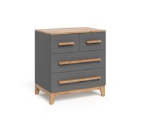 Commode avec tiroirs Malia 80x88cm avec 4 tiroirs Gris/Chêne Artisan Vitalispa 58366
